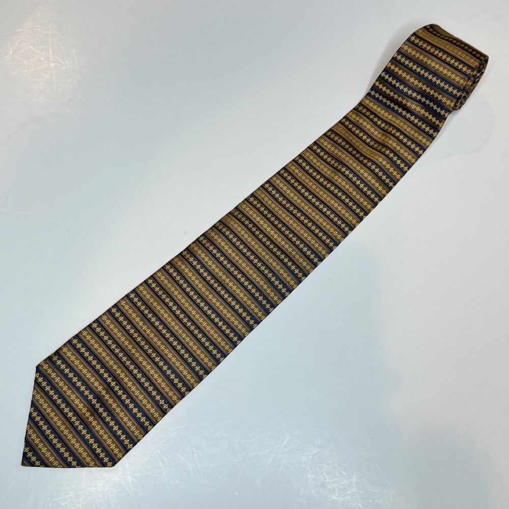 VALERIO GARATI Tie 100% Silk 4" Width Stripes Gold Blue Business Office